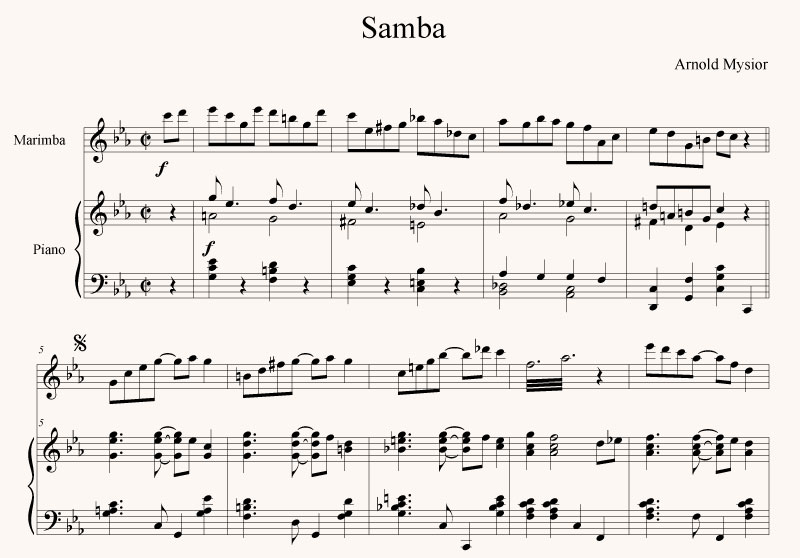 Samba for marimba and piano